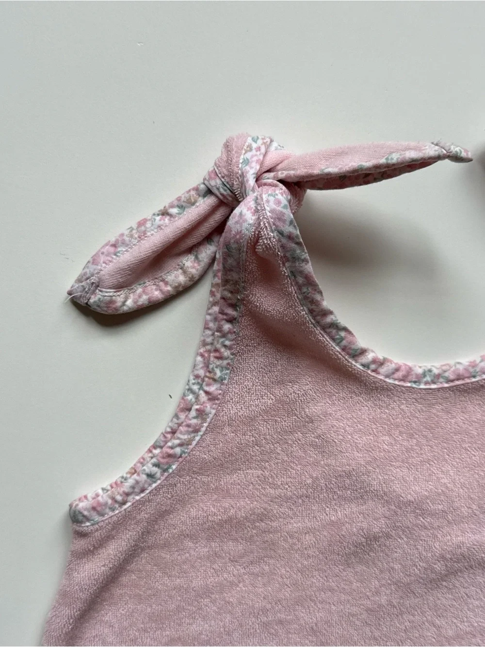 Minnow Girls' French Terry Tie-Knot Pink Tank Top - Size 2T